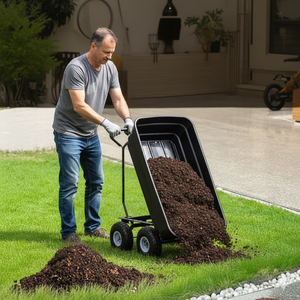 Carretilla de Jardín de Metal, Plástico y Goma de Alta Resistencia OEM/ODM con Mecanismo de Descarga Patentado para Transportar Leña y Restos de Jardín - Modelo GARPYC000 - Product Image 2