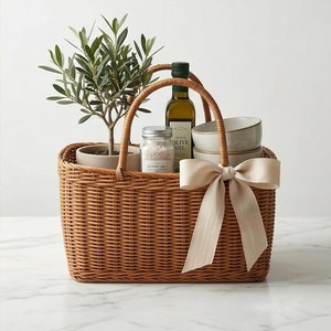 <b>Storage</b> <b>Basket</b> for Gathering Flowers Fruits <b>Vegetables</b> Food Large Traditional Woven Rattan <b>Basket</b> with Handles Circle Shape - Product Image 4