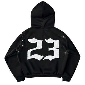 DISCOVER-IMPEX Sudadera con Capucha Unisex de Invierno 100% Algodón con Lavado en Aerosol y Pedrería, Estilo Urbano, Ecológica, Oversize, Casual - Product Image 1