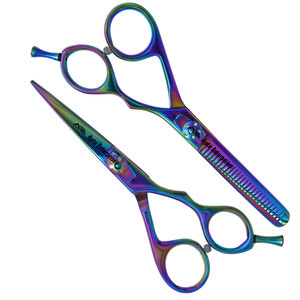 Tijeras de Barbero Profesionales para Diestros, Hojas Rectas de Acero Inoxidable, Punta Afilada, Mangos de Acero Duraderos, Corte de Cabello de Precisión - Product Image 1
