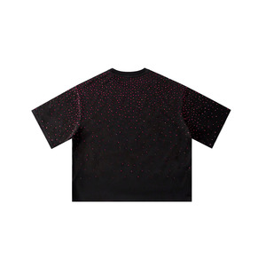 Camisetas de Verano de Algodón Pesado con Pedrería Roja de Alta Calidad, Diseño Oversize de Manga Corta y Corte Holgado para Hombre - Product Image 3