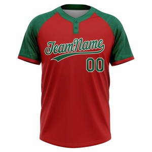 Uniforme de softball rouge et vert le mieux noté, motif marbré, maille respirante, broderie personnalisée, impression sérigraphique, transfert thermique - Product Image 1