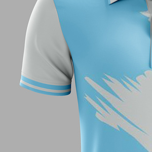 Unisex zwart-blauw bedrukt geometrisch gesublimeerd 100% polyester shirt met korte mouwen, vochtregulerend, regular fit, lichtgewicht - Product Image 4