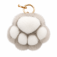 Pendentif en fausse fourrure de vison en forme de patte de chat + coton PP, breloque de sac, mignonnes petites pattes, porte-clés de voiture, haute qualité, service de réponse rapide