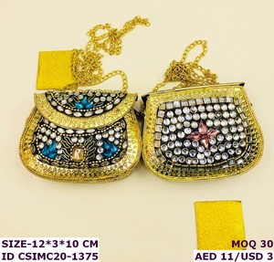 Craftstages International Handmade Kundan Mosaic Iron <b>Clutch</b> Bag Evening Party Multi-Function <b>Pearl</b> Stone Embellishment Beading - Product Image 2
