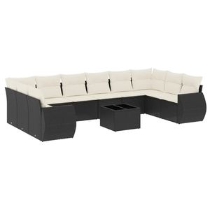 Ensemble de canapés de jardin noirs avec housses crème, mobilier d'extérieur élégant - Product Image 2