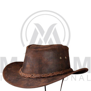 Sombrero de Vaquero de Cuero Personalizado Unisex con Ala Ancha Redondeada, Sombreros de Vaquero de Cuero Vacuno - Product Image 5