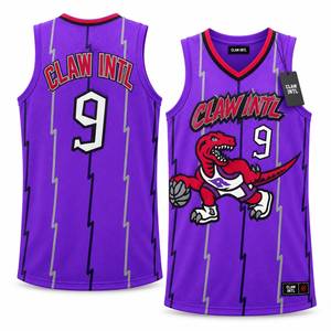 Claw Intl Basketball Jersey <b>Purple</b> Dinosaur Print Heat-Transfer Printed Men's Tank <b>Top</b> Adult All Seasons Breathable <b>Mesh</b> 100% - Product Image 6