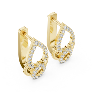 14K 18K <b>Solid</b> <b>Gold</b> Open Pear Halo <b>Huggie</b> Earrings 0.40CT Lab Grown Diamond Round Cut Pave Earring DEF VVS Fine Jewelry for Women - Product Image 4
