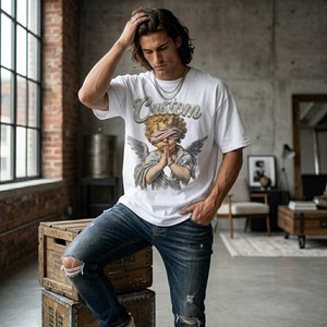T-shirt imprimé avec graphisme personnalisé, 100% coton, tissu doux, nouveau style vintage, manches courtes, unisexe, confortable à porter - Product Image 6