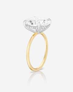 Anillos de Compromiso con Diamantes Cultivados en Laboratorio de Corte Ovalado, Oro Sólido de 14K y 18K, Halo con Engaste de Puntas, Anillos Solitarios de Lujo para Propuesta de Matrimonio y Aniversario - Product Image 3