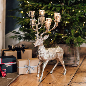 Modern Art Aluminum Christmas Candlestick <b>Pillar</b> Reindeer Holder Interior Decor Full Handmade Gold Deer Sculptural Candle Stand - Product Image 6