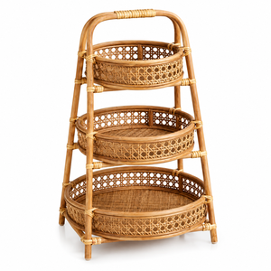 Panier en rotin tressé marron pour fruits et légumes, panier suspendu respirant pour cuisine et petits espaces, articles de cuisine - Product Image 3