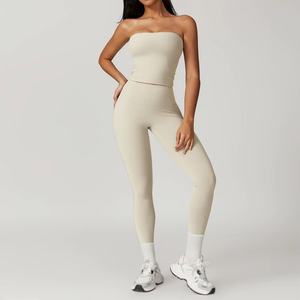 Venta Directa de Fábrica, Conjunto de Shorts de Yoga para Mujer, Totalmente Personalizado, con Cinturón, 2 Piezas, Transpirable, Spandex/Nailon, Varios Colores - Product Image 4