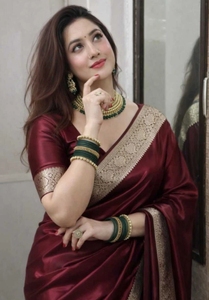 Sari indio de seda satinada estilo Bollywood - Product Image 5