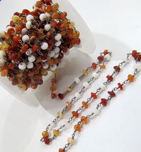 Natural Fire Opal <b>Rosary</b> Chain 4 to 5mm Rondelle faceted Beads, Genuine Fire opal Beaded Chain sold per foot - Product Image 2