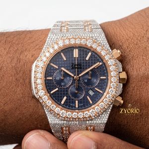 Reloj Cronógrafo de Lujo con Incrustaciones de Moissanita para Hombre, Personalizado en Dos Tonos, Oro Rosa y Acero Inoxidable, con Diamantes Incrustados - Product Image 4