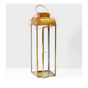 Lanterne de mariage en métal laiton marocain bougie t-light pour jardin meilleur vendeur lanterne suspendue en laiton antique en verre clair - Product Image 1