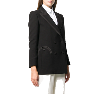 Blazer Negro Antiarrugas para Mujer, Hecho a Medida, Doble Botonadura, Tejido, para Negocios o Hermandades, con Logotipo Bordado, Precios Económicos - Product Image 1