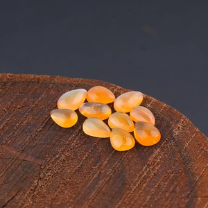 Opale de feu mexicaine minimaliste, pierre précieuse lisse, cabochon ovale taillé de 7-9 mm, opale de feu en vrac, 10 cabochons de pierres précieuses pour la fabrication de bijoux - Product Image 5