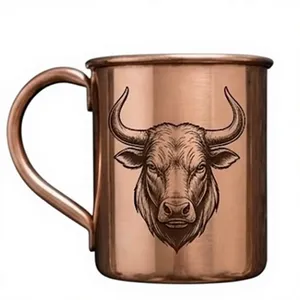 Taza Moscow Mule de Cobre Puro Grabada con Láser, de Lujo, Clásica, Lisa, de Metal, Resistente, con Forma Cilíndrica - Product Image 1