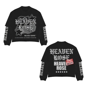 Oversized Double Layer Graphic Long Sleeve Tee Y2K Gothic Mesh Sleeve Heavy Cotton Streetwear Wholesale - Product Image 5