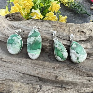 Collier pendentif en variscite naturelle de l'Utah, argent sterling 925, style bohème, bijoux de mariage - Pierre de variscite verte, cadeau - Product Image 2