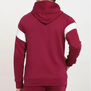 Sudadera con capucha roja para hombre con cremallera, bloques de color en blanco y negro, manga raglán, informal, transpirable, de punto. - Product Image 2