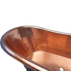 Bañera de Cobre Forjado a Mano con Patas de Gato, Exterior Negro, Bañera Independiente para Spa, Hotel y Renovación del Hogar - Product Image 3
