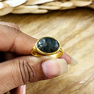New Arrival Gemstone <b>Rings</b> Vintage Oval <b>Ring</b> Boho Brass <b>Rings</b> Women 18k Gold Plated <b>Dainty</b> Oval Minimalist <b>Ring</b> Wholesale/OEM - Product Image 3