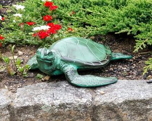 40.6D X 43.2W X 13.3H cm Sea Turtle Sculpture Figurine Aluminium Handmade Modern Antique Weathered Finish Housewarming Birthday - Product Image 4