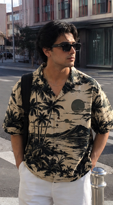 Chemise boutonnée pour homme, 100% coton, coupe oversize, col camp, imprimé intégral, style streetwear hawaïen, idéale pour les vacances - Product Image 4
