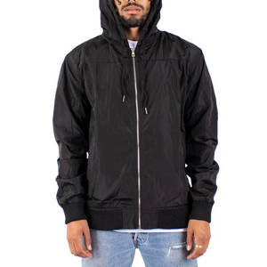 <b>Men</b> Hooded Bomber <b>Jacket</b> Windproof Zipper Closure Casual Solid Color Polyester Outerwear Autumn Streetwear Style Regular Fit - Product Image 4