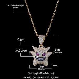 Collar de Lujo con Colgante de Moissanita en Plata Real Chapada en Oro de 18K, Personalizado, Estilo Iced Out, Joyería Hip Hop Moderna para Hombre - Product Image 3