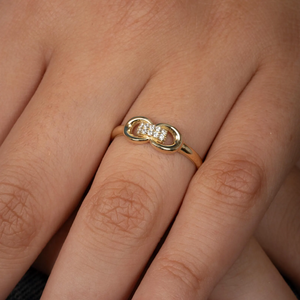 Anillo de Diamantes con Eslabones Entrelazados, Oro de 14K/18K, Anillo con Forma de Ocho, Anillo de Nudo Infinito, Símbolos de Amor, Joyería Elegante, Regalo - Product Image 2
