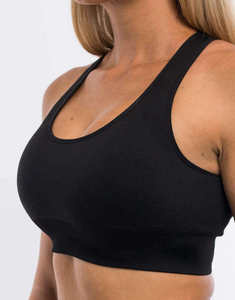 ZULARI IMPEX Soutien-gorge de sport sans manches sans couture couleur unie ajusté pour femme en coton avec fermeture éclair 2-en-1 - Product Image 6