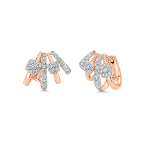 Aretes glamurosos de oro blanco de 10 quilates con diamantes redondos de corte brillante cultivados en laboratorio, joyería de lujo para mujer para uso diario. - Product Image 1