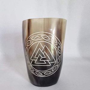 Verres à shot en corne naturelle pour vodka et tequila, design poli motif cœur, qualité supérieure, style viking, vente en gros - Product Image 2