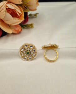 Traditional Kundan Finger <b>Ring</b> Indian Bridal Jewellery <b>Statement</b> <b>Ring</b> Ethnic Wedding Jewellery Wholesale Manufacturer & Supplier - Product Image 3