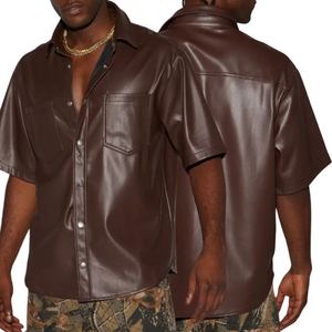 Camisas Casuales de Cuero Auténtico de Inspiración Vintage para Hombre, Cierre de Botones, Cuero de Oveja Suave y Transpirable, Venta al Por Mayor Premium OEM - Product Image 1