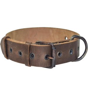 Collar de perro de cuero marrón Vintage hecho a mano de alta calidad para mascotas de todos los tamaños Collar de perro de cuero resistente y duradero para mascotas precio barato - Product Image 4