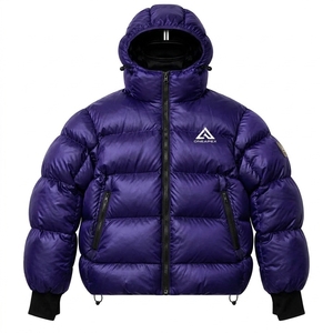 Men's Purple Hooded Puffer Jacket <b>Warm</b> Quilted Winter Outdoor <b>Coat</b> Lightweight <b>Waterproof</b> Jacket One Apex - Product Image 1