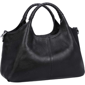 Bolso de hombro plegable para mujer, de cuero auténtico, con cremallera, impermeable, con forma de silla de montar, correa extraíble, bolso de mano informal de alta calidad - Product Image 2