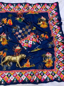 Elegante Saree de Chinnon con Estampado Tradicional, Saree de Chinnon con Estampado Hecho a Mano, Saree para Festivales, Saree para Bodas - Product Image 2