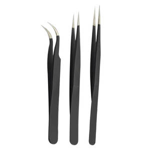 Pinzas para Pestañas Inclinadas de Acero Inoxidable con Logotipo Personalizado, Antiestáticas, Dentadas, de 10 mm, Duraderas, Agarre Perfecto, Hechas en Pakistán, para Salón de Belleza - Product Image 3