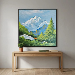 Rustic Mountain Landscape Hand-Painted Canvas – Modern <b>Nature</b> Wall Art mountain scene art canvas landscape <b>painting</b> trees - Product Image 2