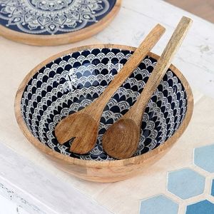 ชามสลัดไม้เคลือบสีขาวขนาดกลาง ชามเสิร์ฟอาหารไม้ - Product Image 3