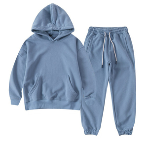 Children Black Hooded <b>Sweatshirt</b> and Jogger Set Casual Two Piece Tracksuit Full Sleeve Solid Color Cotton Outfit 2027 - Product Image 4