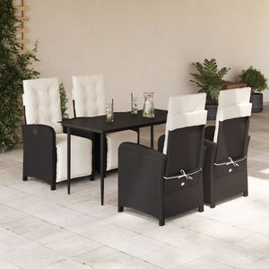 Set da Pranzo da Giardino in Rattan Bianco Crema e Nero, 4 Posti, Resistente alle Intemperie, Arredamento da Esterno dal Design Contemporaneo - Product Image 1
