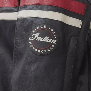 Indian Motorcycle Leather Jacket Black & <b>Red</b> Cowhide, Vintage Style - Product Image 3